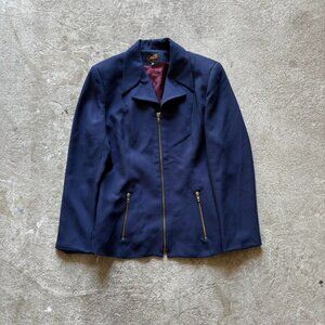 Navy blue vintage 90s jacket with gold zippers jacket